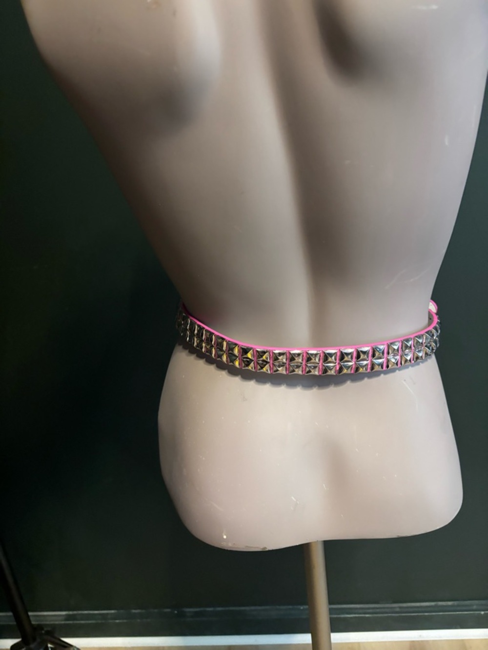 Studded Pink Waist Belt with Silver Pyramid Hardware y2k mall goth emo